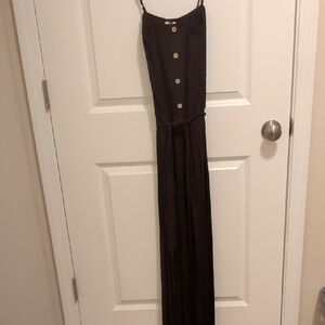 Ci Sono Elegant Black Maxi Dress with Buttons